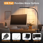 ShineTech LED Desk lamp with Clamp, Eye-Caring Clip Lights for Home Office, 3 Colors Full Brightness, Flexible Gooseneck USB Adapter Table Lamp, Black