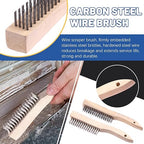 Glarks 10Pcs Wire Scratch Brush Set, Including 5Pcs Wire Wheel Cup Brushes, 3Pcs Brass/Nylon/Stainless Steel Brushes with Wood Handle Curved Grip, 2Pcs Stainless and Carbon Steel Wire Brush
