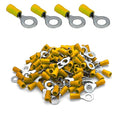 ANGSTROM 1/4" Bolt Ring Terminals, Insulated Electrical Crimp Connectors 100pcs (12-10ga Yellow)