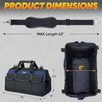 TICONN Heavy Duty Tool Bag with Multi-Pockets, Portable Tool Box Organizer Storage Bag, with Adjustable Shoulder Strap and Ergonomic Handle (Blue, 14" Standard Base)
