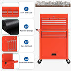 8 Drawer Tools Chest,42.9 inch Tool Cabinet with Universal Lockable Wheels，Organizable Tool Box with Detachable Top Box for Workshop，RED