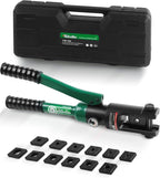 16 Ton Hydraulic Wire Crimper Battery Cable Lug Terminal Crimping Tool WIth Standard US cable Dies,Crimps 6 AWG to 600 MCM, Cable Crimping Tool with 13 Pairs of Standard US cable Dies