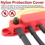 300A Bus Bar 5 Post 12V-48V DC Power Distribution Block,5 * 5/16"(M8) Battery Terminal Studs with Cover and Wire Lugs for Wiring,Automotive,Marine,Battery busbar (Red&Black)