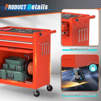 8-Drawer Rolling Tool Chest with Wheels, 2-in-1 Detachable Tool Box with Drawers and Large Cabinet, Rolling Tool Chest Storage Cabinet with Lockable for Warehouse, Garage, Workshop (Red)