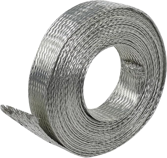 Tinned Copper Wire Shielding Sleeve, Expandable Ground Strap Wiring Braided Sleeving Metal Mesh Sheathing Cabling Wiring Protector (5/8inch - 36ft)