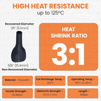 SELTERM 5/8" Black [50 Feet] Marine Grade Heat Shrink Tubing Roll, 3:1 Ratio Dual Wall Adhesive Lined Waterproof Heat Shrink Wrap Tube, for Battery Cable Lugs Wire Terminals Connectors