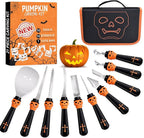 21 Pieces Comfort Grip Pumpkin Carving Kit with Gift Box and Carrying Case Heavy Duty Stainless Steel Pumpkin Carver Tools Pumpkin Sculpting Set and 10 Stencils for Halloween Jack-O-Lanterns (BLACK)