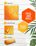 VENTURE 4TH Microfiber Beach Towel: Quick-Dry, Compact, Sand-Free, Absorbent, Sandproof and Lightweight - Perfect for Camping, Beach, and Roadtrips (Orange Mandala Design | 35x78 inches)