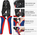 Crimping Tool Set，400pcs Insulated Wire Crimp, U-Type, Fork, Spade,Butt Ring Connector Assortment Kit and Ratchet Crimper Tool for Automotive Wiring (YmHS03C-400pcs)
