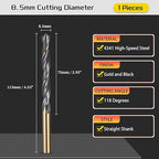 Drill Bit, 8.5mm Cutting Diameter, 4341 HSS Gold and Black 118° Cutting Angle Number Jobber Bits - (Applications: for Drilling Soft Metal Plastic Wood), 1-Pieces