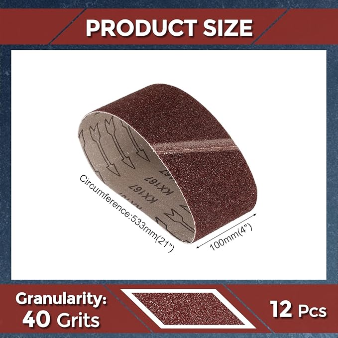 12 Pcs Sanding Belts 4 x 21 Inch 40 Grit Aluminum Oxide Abrasive Sandpaper for Belt Sander Metal Grinding Wood Working Weld Rust Removal