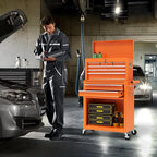 On Shine 8 Drawer Rolling Tool Chest, Large Capacity Rolling Tool Box with Wheels, Locking Mechanical Tool Chest, Portable Tool Box with Sliding Drawers,Metal Tool Box for Garage Workshop (Orange)