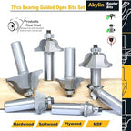7Pcs Roman Ogee Router Bit Set,1/2" Shank,Decorative Edge Bits Double Radius 3/32", 1/8",5/32",3/16",7/32", 1/4" and,5/16" Edging Cutter for Wood Profiling,Routing,Molding