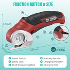 VLOXO Cordless Electric Scissors Cardboard Cutter 4V Electric Box Cutter Rechargeable Power Scissors with Safety Lock Multi-Cutting Tools for Leather Carpet Canvas (Red)