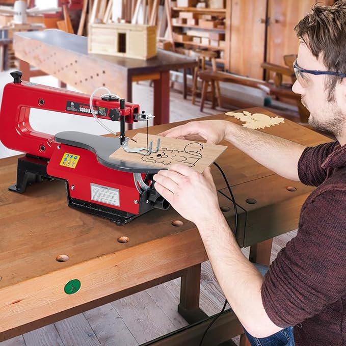 16-Inch Scroll Saw with Tilting Table – Adjustable Speed for Wood, Acrylic, and Crafts