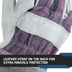 Glove Station Cowhide Split Leather Palm Work Gloves with Rubberized Safety Cuff