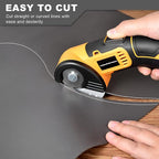 jomeda Cordless Electric Scissors, 4 V Rechargeable Rotary Cutter with Rechargeable LED Light, Safety Lock for Cutting Fabric, Cardboard, Leather, Carpet and PVC Boxes，Yellow