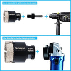 Diamond Hole Saw, 1-3/4" Hole Saw for Tiles Granite Marble Ceramic Glass Porcelain, 45mm Core Drill Bit with 5/8-11 Thread and 3/8” Hex Shank Adapter for Angle Grinders & Drills