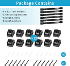 6 Pieces 12" Magnetic Tool Holder Strip, Black Magnet Bar, Metal Tool Organizer Rack for Garage Organization, Easy To Install in Workshop, Mounting Screws Included