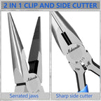 Needle Nose Pliers, mshandto Long Nose Pliers for Wire Bending, High Carbon Steel Needle Nose Plier, Serrated Jaw Pliers for Jewelry Making Electronics Repair Object Grasping Craft Making