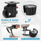 Nefish Leveling Casters Wheels with Ratchet Arm 6600 LBS, Heavy Duty Retractable Caster Wheel, Plate Swivel Workbench Castors, Durable Nylon Wheels & Leveling Feet for Machine, Industrial, Equipment
