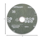 VSM 50-Pack - 7 inch 36 Grit (Coarse) - Ceramic Resin Fiber Discs with Top-Size, Tear Resistant Fiber Backing, Durable, Hand-Held Machine Compatible Sanding Discs