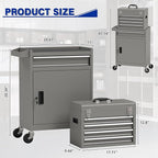 5 Drawer Tools Chest, Tool Cabinet with Universal Lockable Wheels，Tool Box with Detachable Top Box for Workshop (Gray)