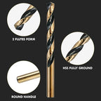 Drill Bit Set, 29Pcs High Speed Steel Bits with Black and Gold Finish for Hardened Metals, Cast Iron and Wooden Plastics, with Metal Index Storage Box, 1/16"-1/2"