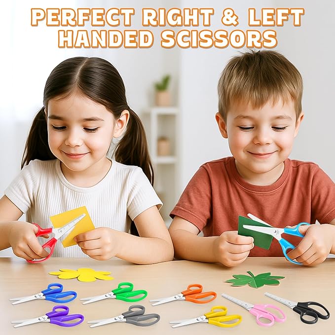30 Pack Kids Scissors, 5" Scissors for School Classroom, Right & Left Handed Scissor with Comfort Grip Blunt Tip Scissor for Kids School Supplies for Student Teacher, Assorted Colors