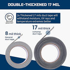 Lichamp Black Duct Tapes Heavy Duty, 17 Mil Waterproof No Residue Clear Duct Tape for Packaging Taping Sealing Repairing Tying, Thick & Wide Tape for DIY or Commercial Use, 2 inches x 25 Yards