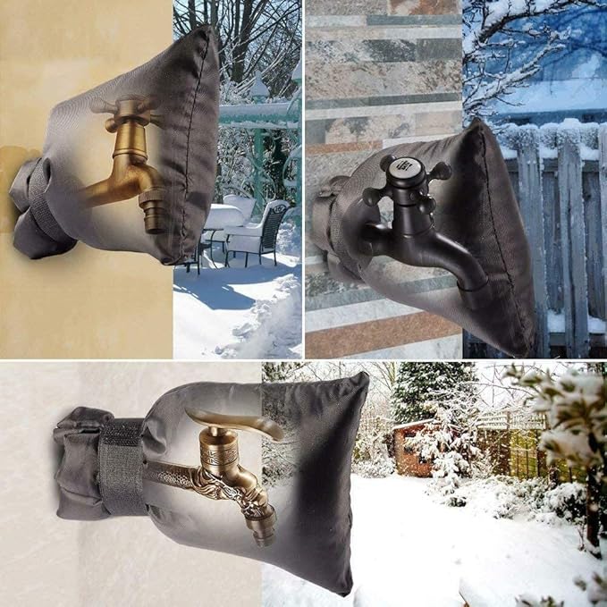 6 Pack Outdoor Faucet Covers for Winter - Pro 6.7" W x 8.3" H Outdoor Water Faucet Cover Socks for Winter Freeze Protection Pipe Insulation Reusable Waterproof Insulated Spigot backflow Cover,Black
