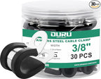 30pcs 3/8 Inch Stainless Steel Cable Clamps,Rubber Coated Cushioned Insulated Cable Clamp,Automotive Cable Wire Clamps,Pipe Clamps,Metal Clamp for Tube,Lines,Wire Cord Installation(Black,10mm)