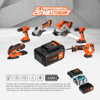 Mini Circular Saw - DC20V 4-1/2" Cordless, 4.0Ah Battery, Laser & Rip Guide, 2 Blades (24T & 60T), 3400 RPM, Max Cut Depth 1-11/16" (90°) & 1-1/8" (45°)