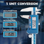 Dasqua 6” IP54 Digital Caliper, Stainless Steel Water-Resistant Precision Measuring Tool with Large LCD, Inch/Metric/Fraction Switch, ±0.001” Accuracy, Calibration Certificate & Storage Case