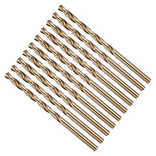 Drill Bit, #19 Cutting Diameter, 4341 HSS Gold Finish 135° Cutting Angle Number Jobber Bits - (Applications: for Drilling Soft Metal Plastic Wood), 10-Pieces