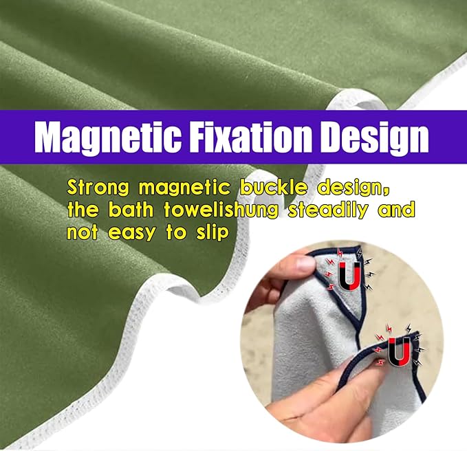 Magnetic Bath Towel, Outdoor Quick-Dry Sand-Resistant Beach Towel, 75"X35" Towel with Magnetic Closure, Super Absorbent Microfiber Towel for Travel,Swimming,Pool,Beach,Pool,Travel,Gym & Camping Blue