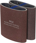 12 Packs 8 x 19 inch Cloth Floor Sanding Belts Ideal for Sanding Commercial and Residential Flooring - 2 Each of 40/60/80/100/120/150 Grits