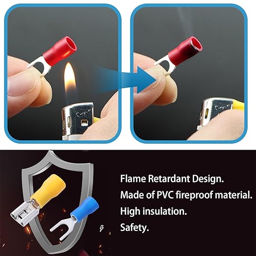 300pcs 18 Types Crimp Connectors, Ring Spade Fork Butt Wire Connectors Kit, 6.3mm Male and Female Spade Connector kit, Quick Disconnect Crimp Terminals Electrical Connectors, Electrical Terminals