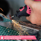 HARDELL Rotary Tool Kit - 180W Corded Power Rotary Tool 6 Variable Speeds with 61 Accessories, 8000-35000RPM, for Sanding, Polishing, Cutting, Engraving,Carving, DIY Crafts (PINK)
