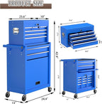 8 Drawer Tools Chest,42.9 inch Tool Cabinet with Universal Lockable Wheels，Organizable Tool Box with Detachable Top Box for Workshop，Blue