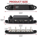 300A Bus Bar 5 Post 12V-48V DC Power Distribution Block,5 * 5/16"(M8) Battery Terminal Studs with Cover and Wire Lugs for Wiring,Automotive,Marine,Battery busbar (Red&Black)