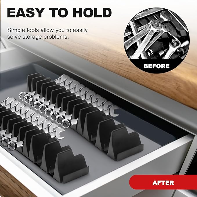 20PCS Magnetic Modular Wrench Organizers for Tool Drawers, Adjustable Wrench Storage Holder with Label for Tool Box and Drawer Organization