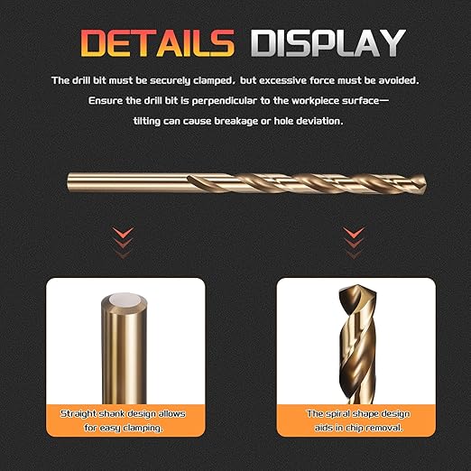 Drill Bit, #11 Cutting Diameter, 4341 HSS Gold Finish 135° Cutting Angle Number Jobber Bits - (Applications: for Drilling Soft Metal Plastic Wood), 5-Pieces
