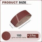 HARFINGTON 3 x 21 Inch Sanding Belts, 2 Pcs 100 Grits Aluminum Oxide Abrasive Belt Sander File Belt for Woodworking, Metal Polishing, Knife Sharpener