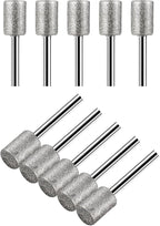 Stone Carving Set, HOMEIDOL 10PCS Diamond Coated 8mm Cylinder Head Mounted Points Grinding Bit Rotary Diamond Burr Set,1/8 Shank for Stone Rocks Jewelry Glass Ceramics Rotary Tools