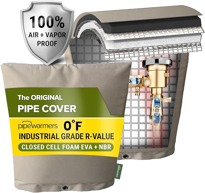 The Original Winter Pipe Insulation Cover (0˚F) - Extra-Thick EVA+NBR (UV-Coated) Insulated Backflow Preventer Freeze Protection, Pump Cover, Sprinkler/Well/Valve Head Cover - (14" W X 18" H)
