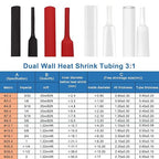 XHF 1/8 Inch 82Ft Waterproof Heat Shrink Tubing Roll 3:1 Marine Grade Adhesive Lined Heat Shrink Tube, Insulation Sealing Oil-Proof Wear-Resistant Black
