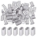 Glarks 150Pcs 1/8''(3mm) Aluminum Crimping Loop Sleeve Wire Rope Sleeves Double Barrel Ferrule for Wire Rope and Cable Line End (1/8''-150Pcs)