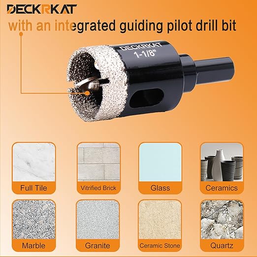 1-1/8 Inch Diamond Hole-Saw Bits with Pilot Drill Bit - 2pc 1-1/8" Diamond Tipped Tile Hole Saws with Guiding Bit Accurate Drilling for Porcelain Tile Ceramic Pottery Granite Stone Glass Bottles 28mm