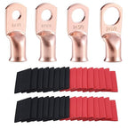 62PCS 2 AWG Ring Terminal Connectors Battery Copper Wire Lugs 2 Gauge 5/16", 3/8", 1/4", 1/2" with Heat Shrink Tubing Set, 30Pcs Battery Cable Ends and 32PCS Heat Shrink Tubing